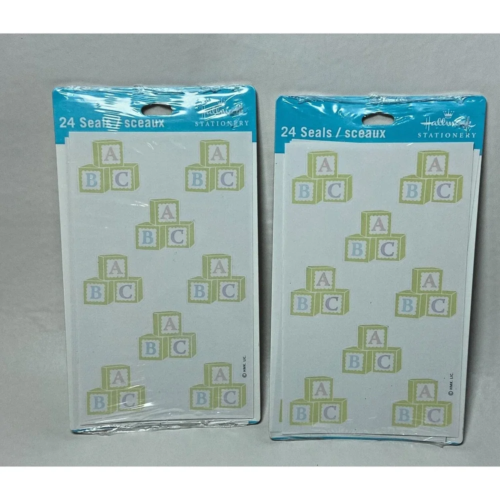2 Hallmark Alphabet‎ Block Baby Shower Sticker Seals Sheets 48 Scrapbook